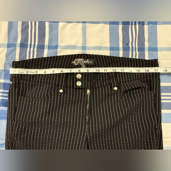 Lip Service Pinstripe Flare Pants Ankle Zip Sz34 Women’s - Picture 9 of 12